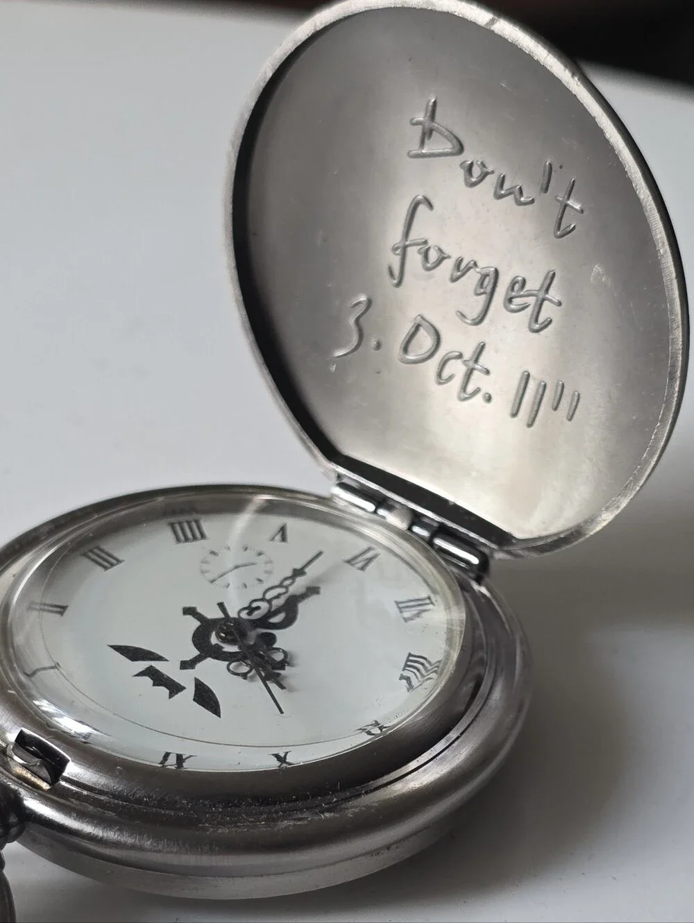 Silver Pocket Watch with Roman Dial - Full Metal Alchemist